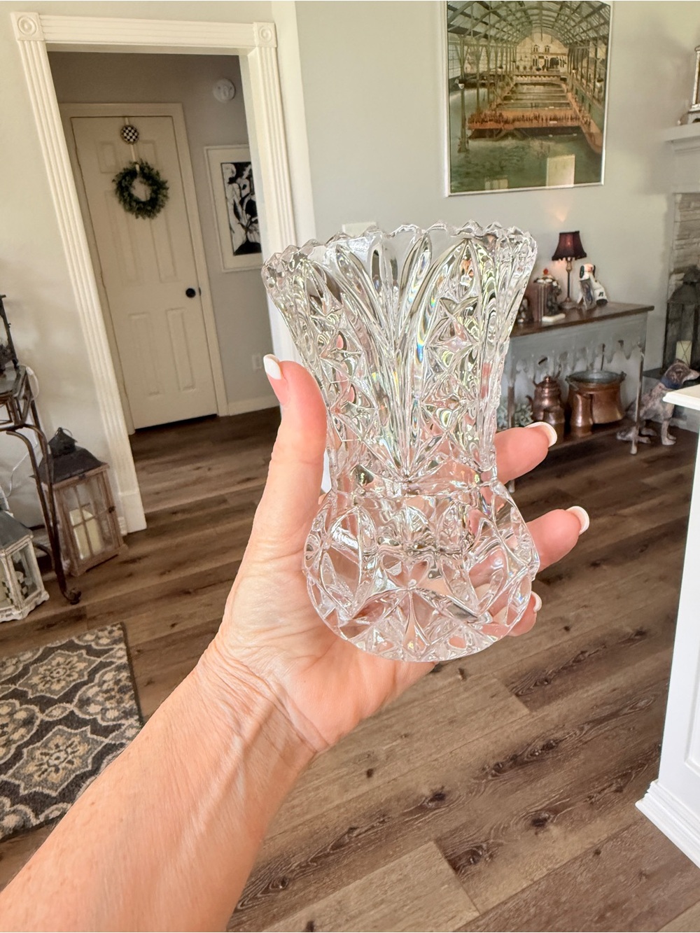 Vintage Lead Crystal Heavy Vase - Picture 11 of 12